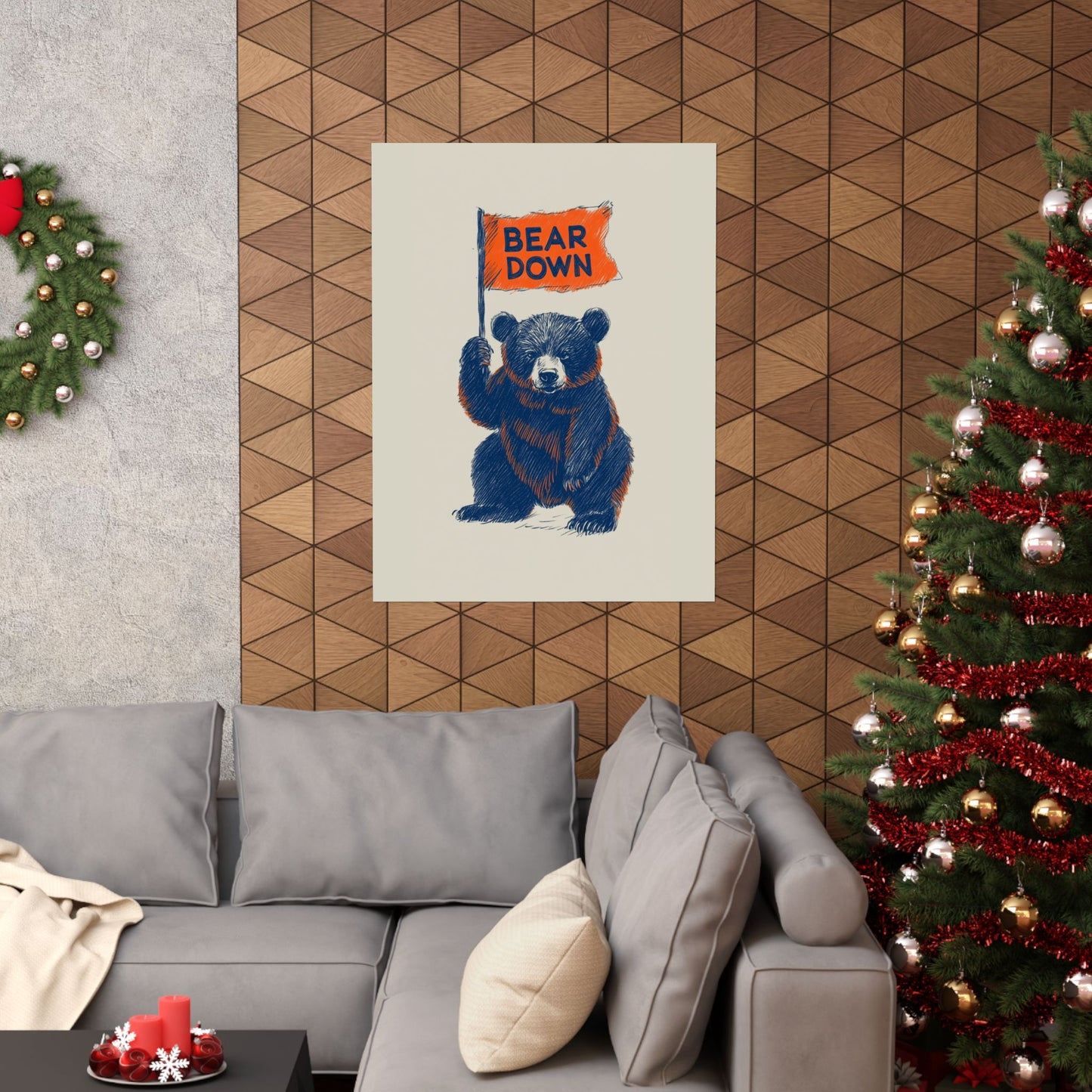 Bear Down Flag Poster - Vintage Cute Chicago Bears Poster