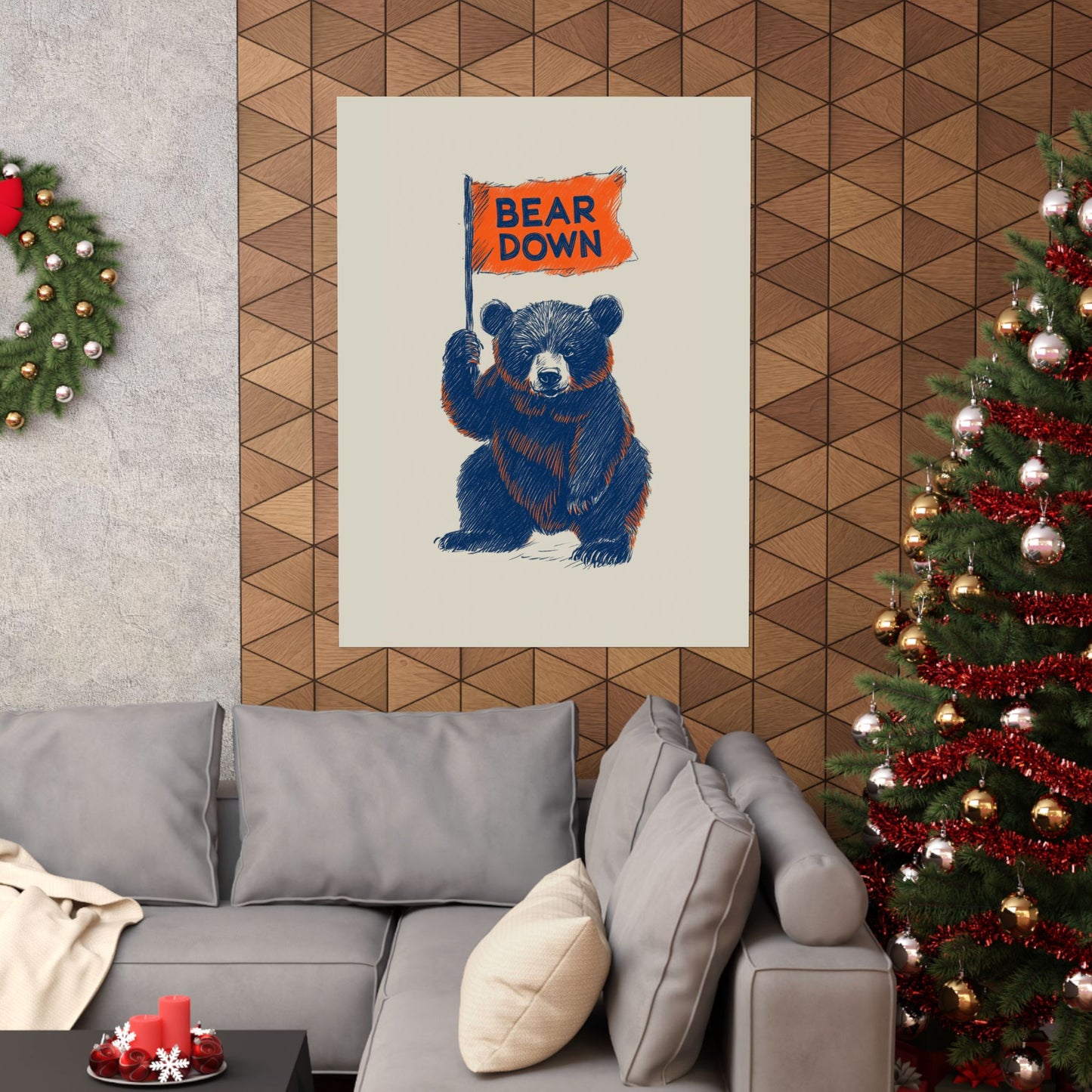Bear Down Flag Poster - Vintage Cute Chicago Bears Poster