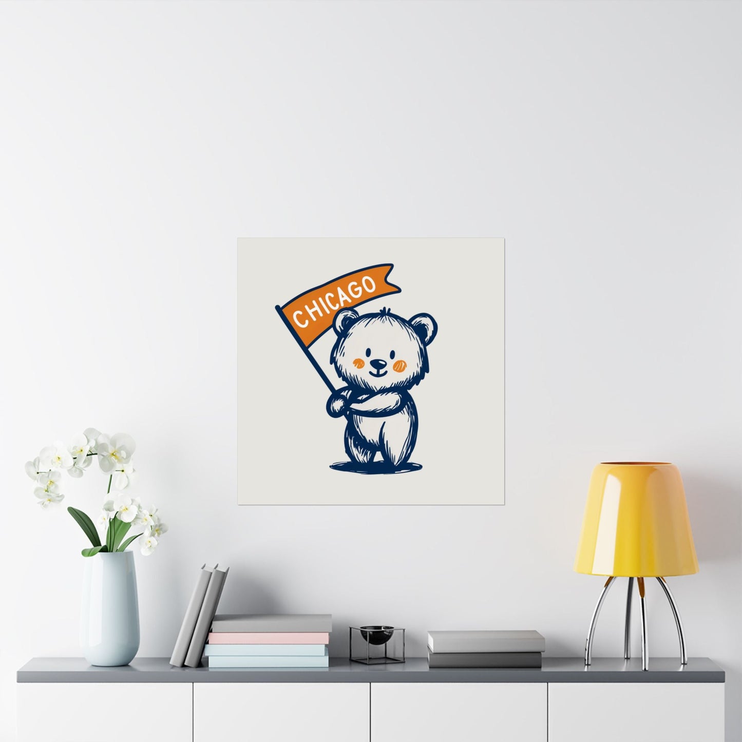 Chicago Flag Bear Poster Printify