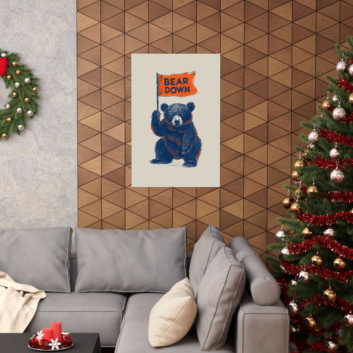 Bear Down Flag Poster - Vintage Cute Chicago Bears Poster
