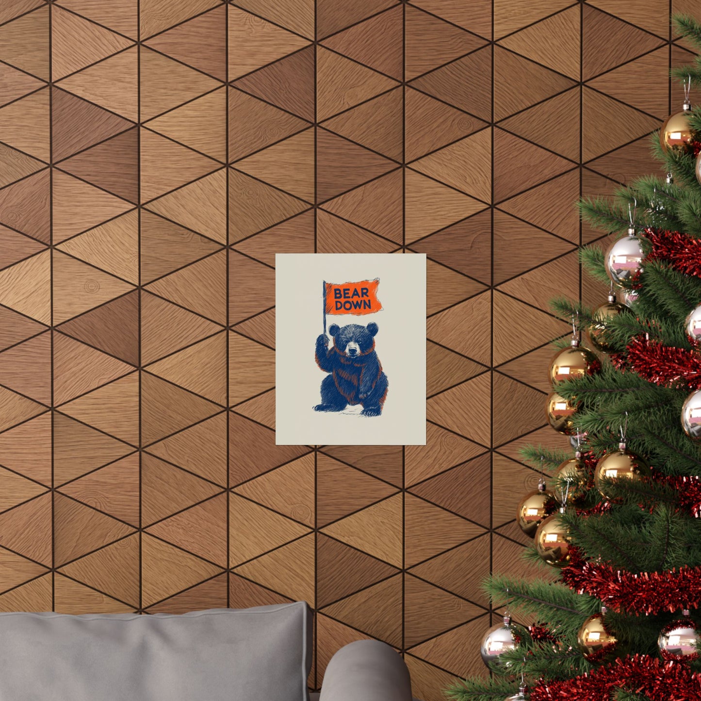 Bear Down Flag Poster - Vintage Cute Chicago Bears Poster