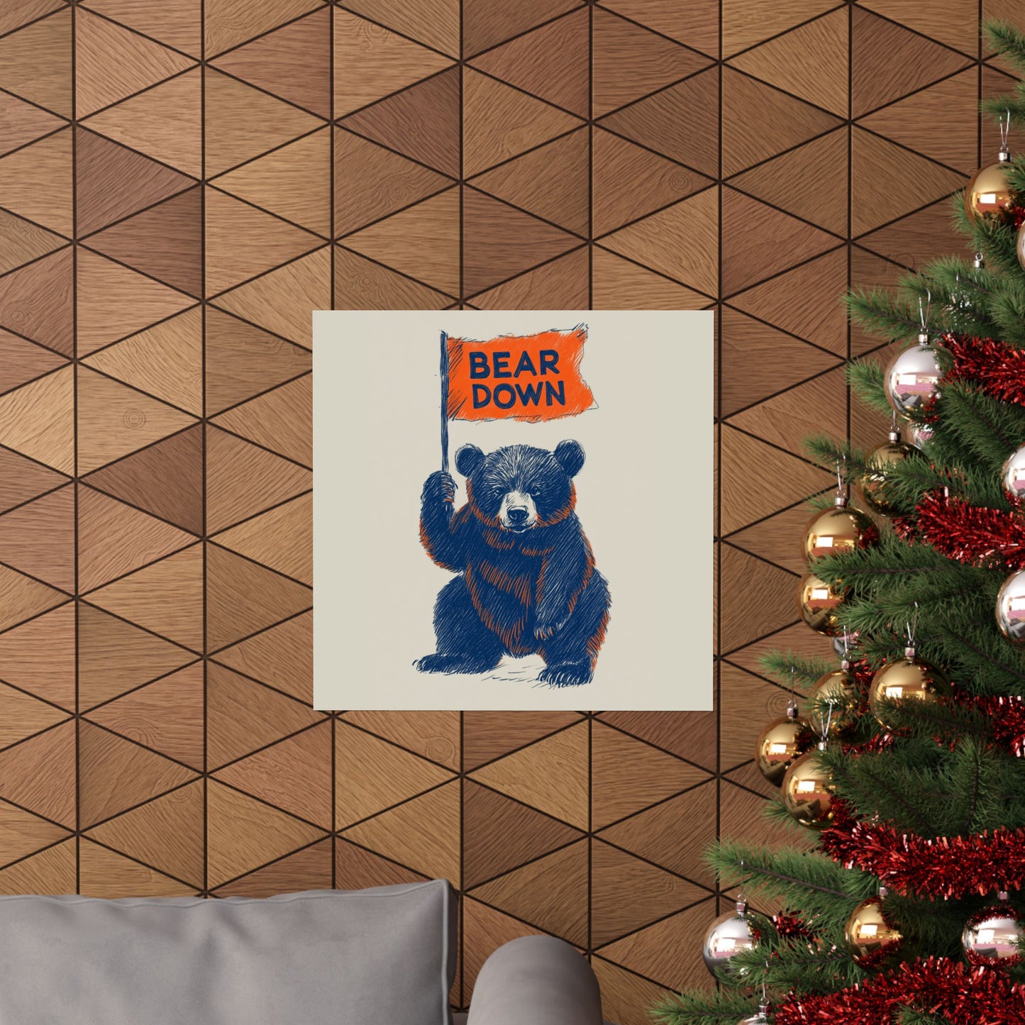 Bear Down Flag Poster - Vintage Cute Chicago Bears Poster