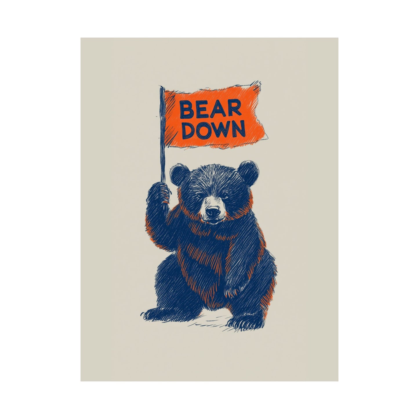 Bear Down Flag Poster - Vintage Cute Chicago Bears Poster