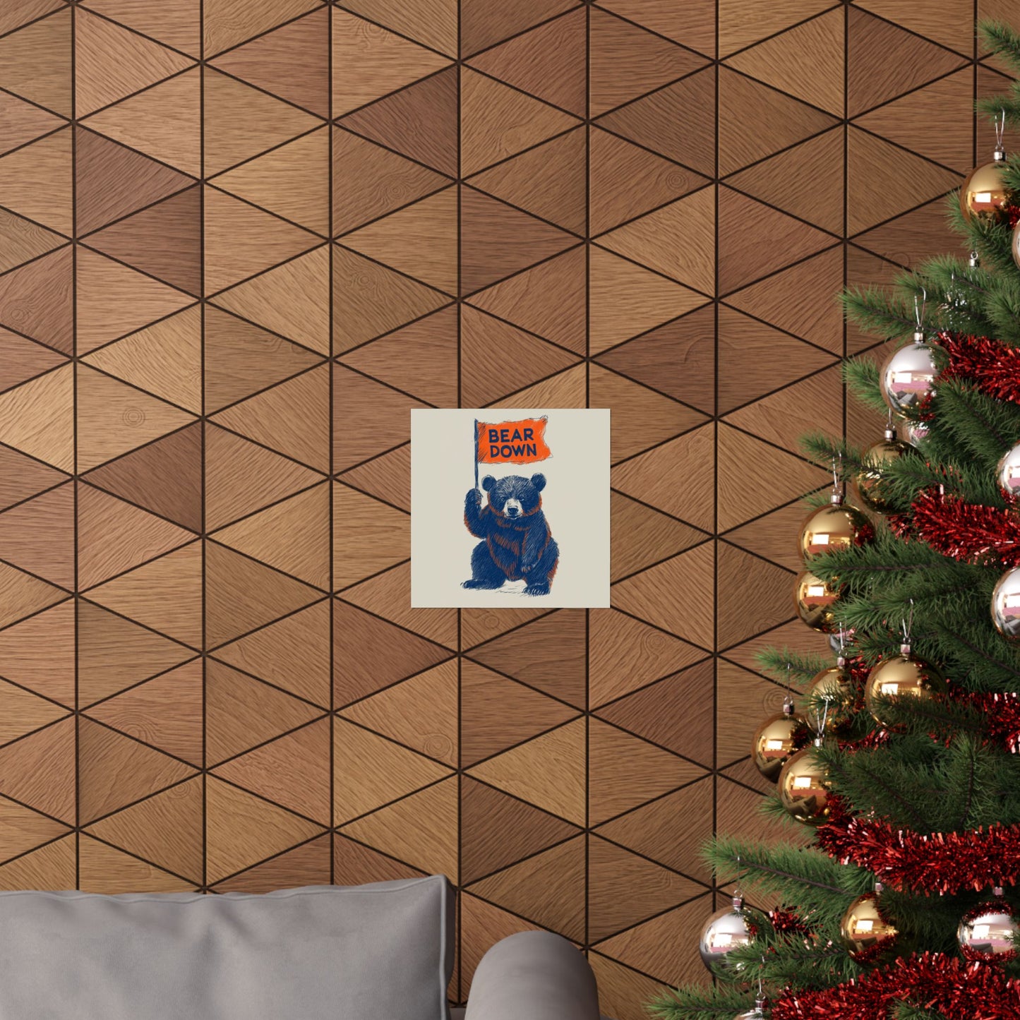 Bear Down Flag Poster - Vintage Cute Chicago Bears Poster