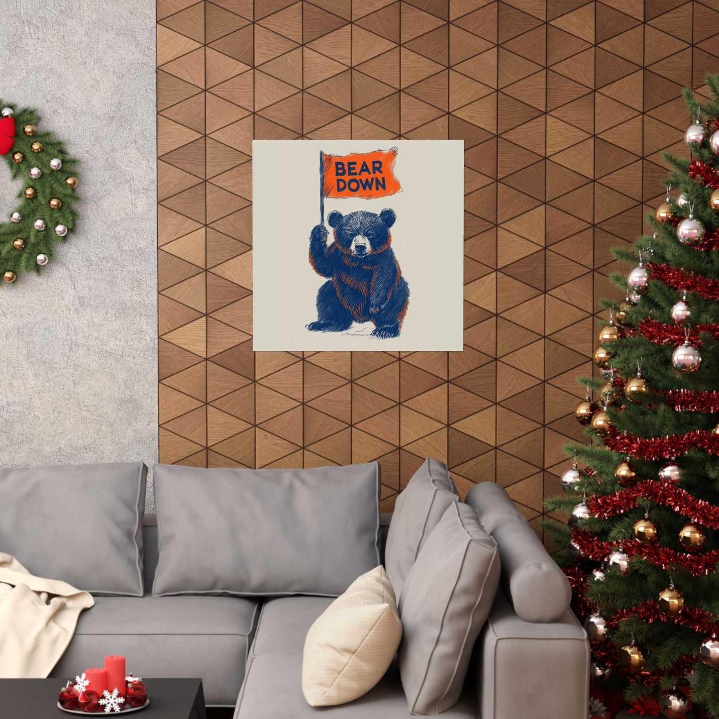 Bear Down Flag Poster - Vintage Cute Chicago Bears Poster