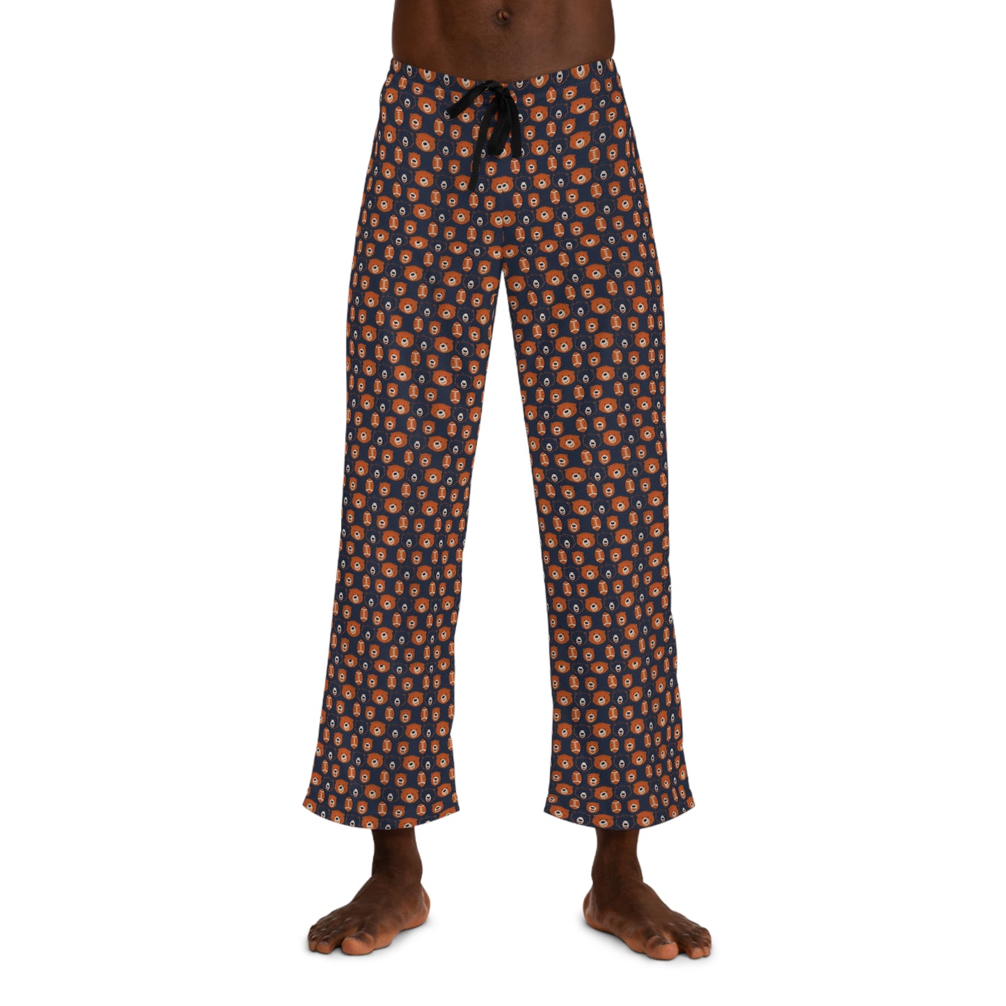 Chicago Bears Pajama Pants - Men's Sleepwear - Bears & Footballs Pattern - Jersey Knit