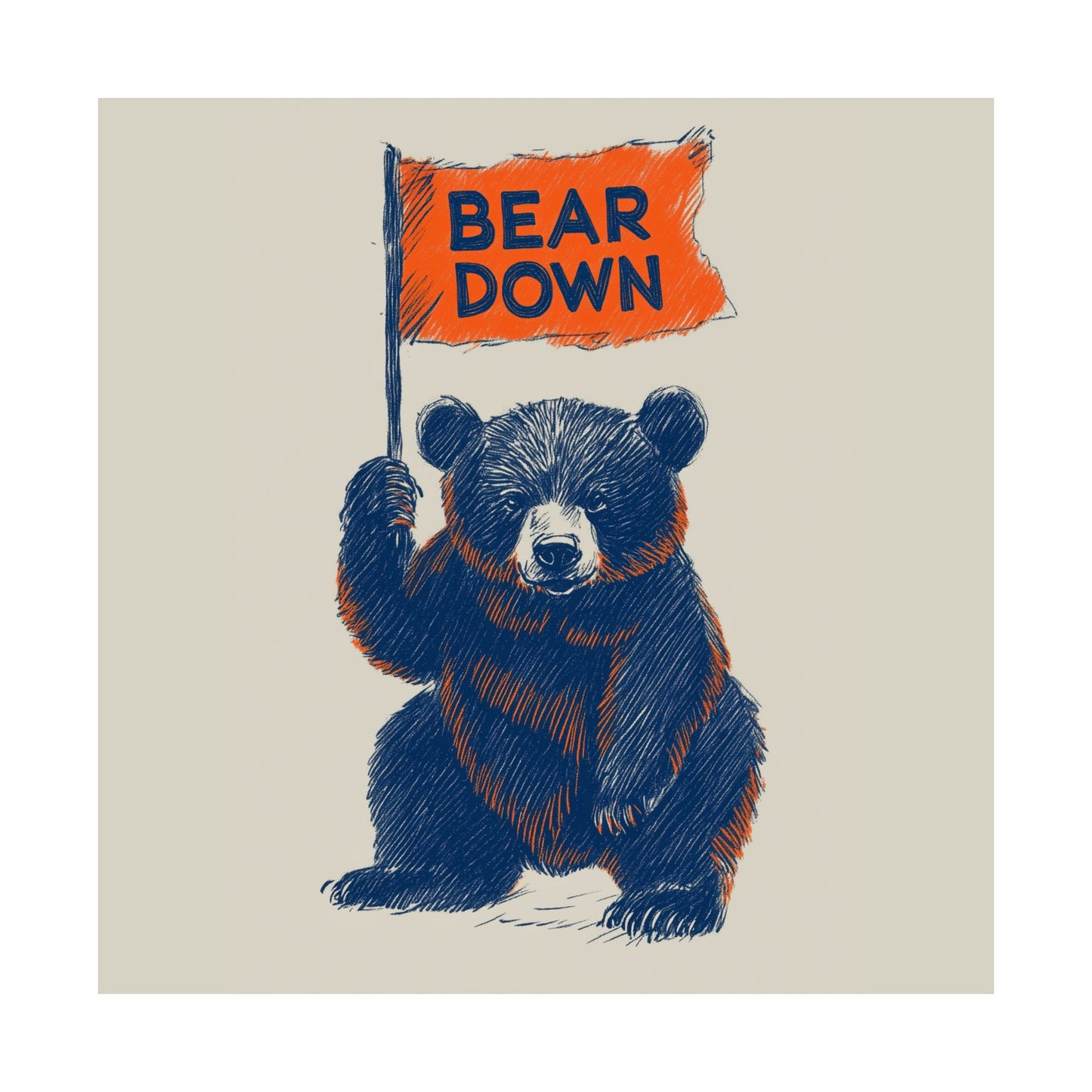 Bear Down Flag Poster - Vintage Cute Chicago Bears Poster