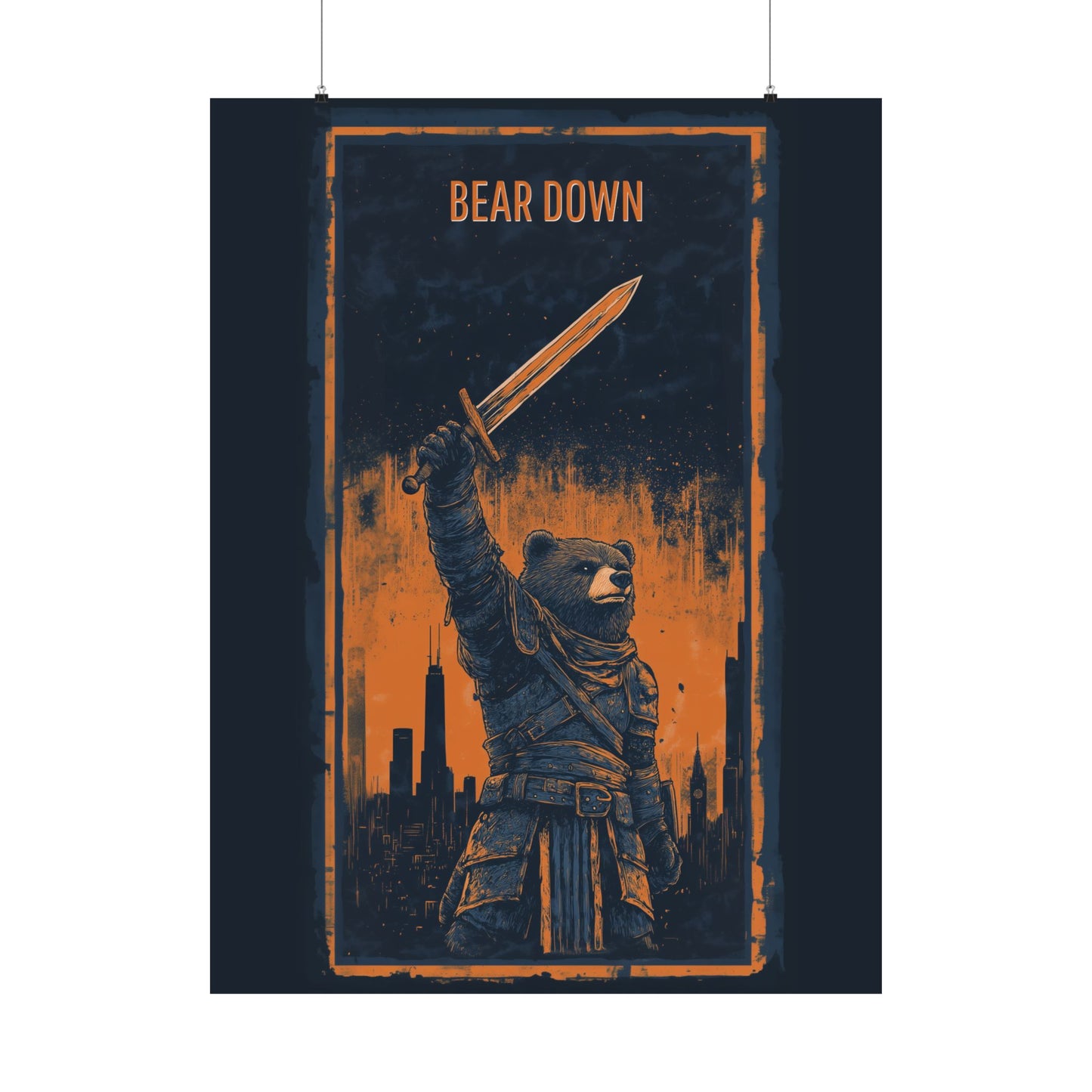 Bear Down Warrior Poster - Chicago Bears Themed Poster