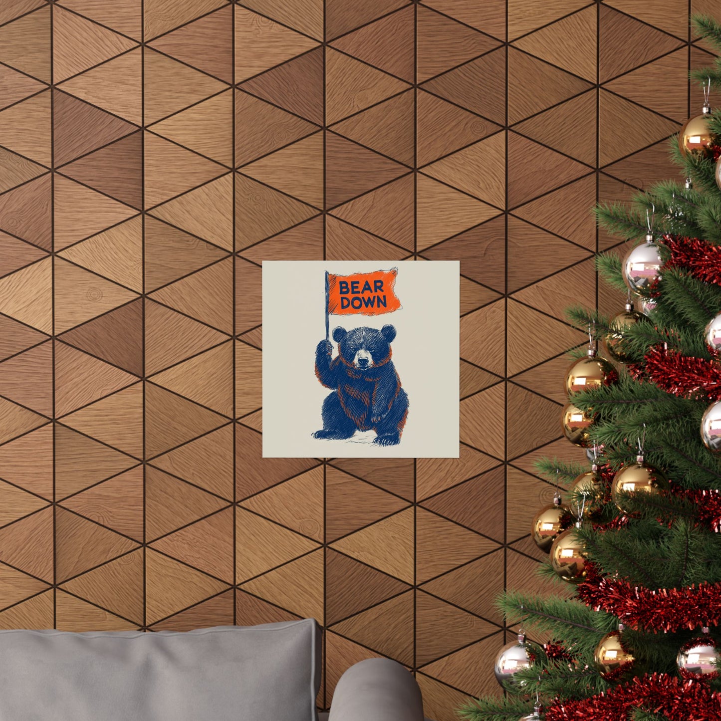 Bear Down Flag Poster - Vintage Cute Chicago Bears Poster