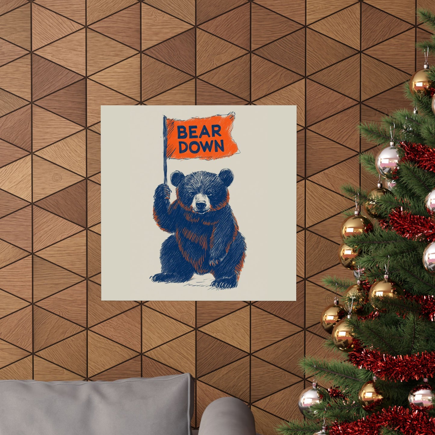 Bear Down Flag Poster - Vintage Cute Chicago Bears Poster