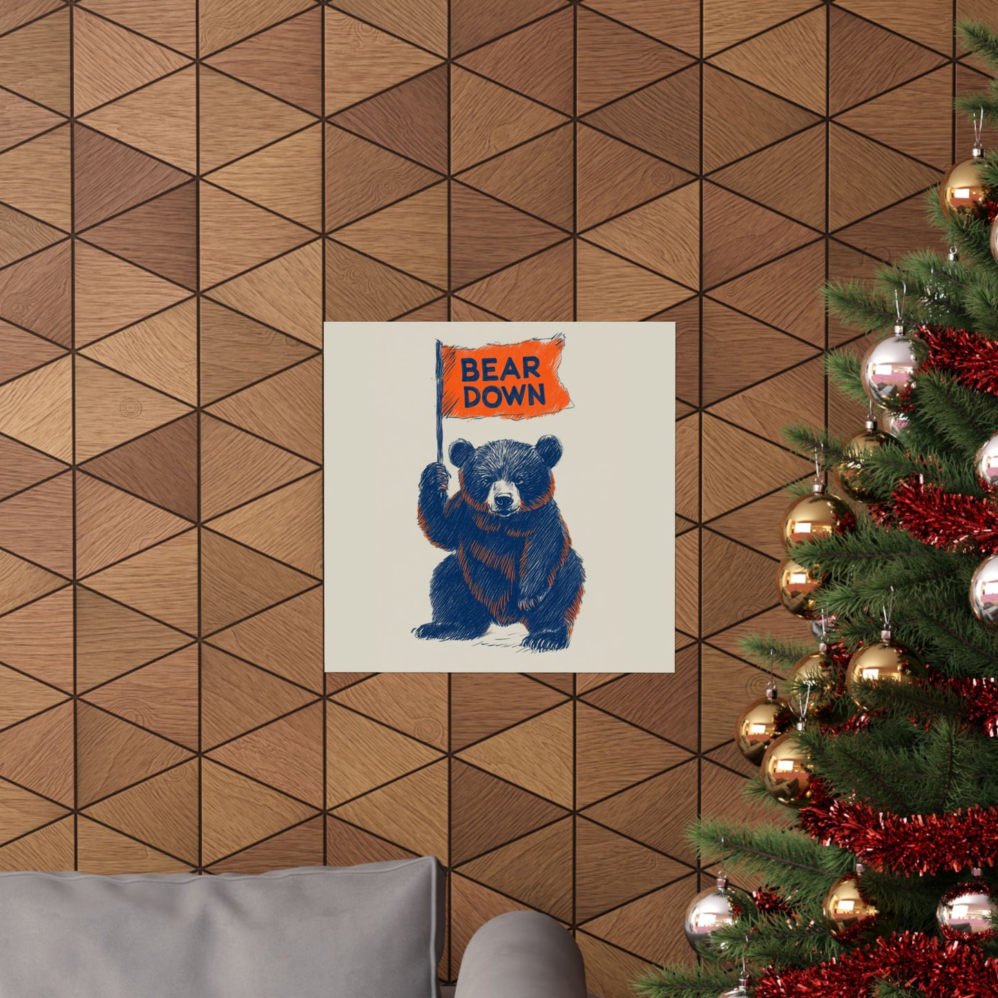 Bear Down Flag Poster - Vintage Cute Chicago Bears Poster