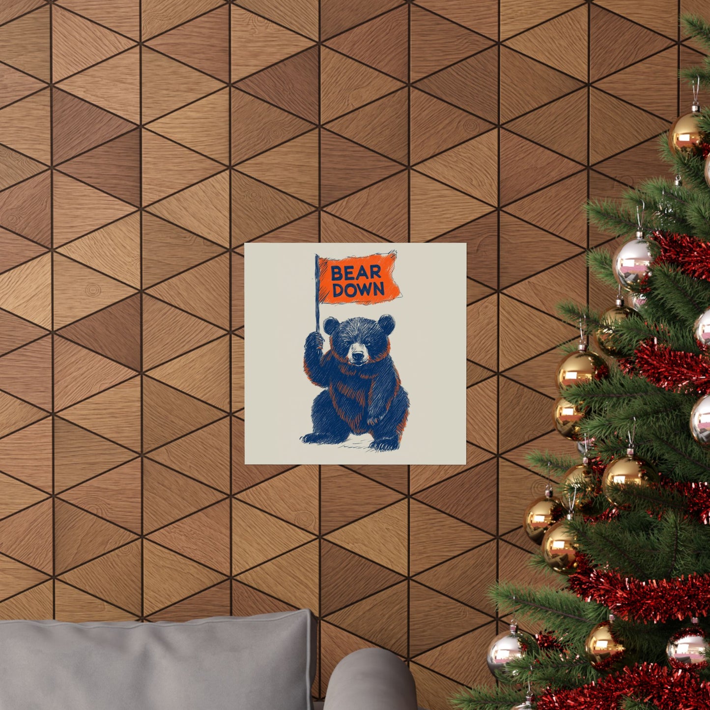 Bear Down Flag Poster - Vintage Cute Chicago Bears Poster