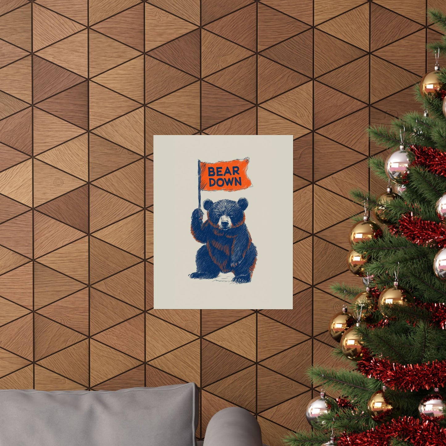 Bear Down Flag Poster - Vintage Cute Chicago Bears Poster