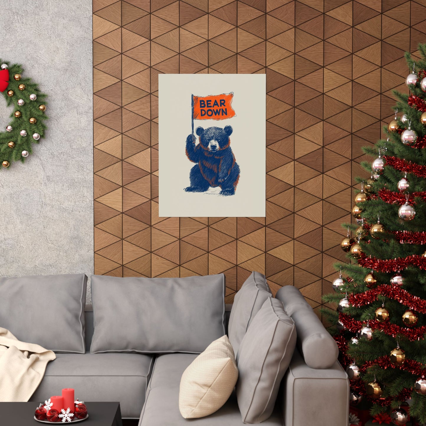 Bear Down Flag Poster - Vintage Cute Chicago Bears Poster