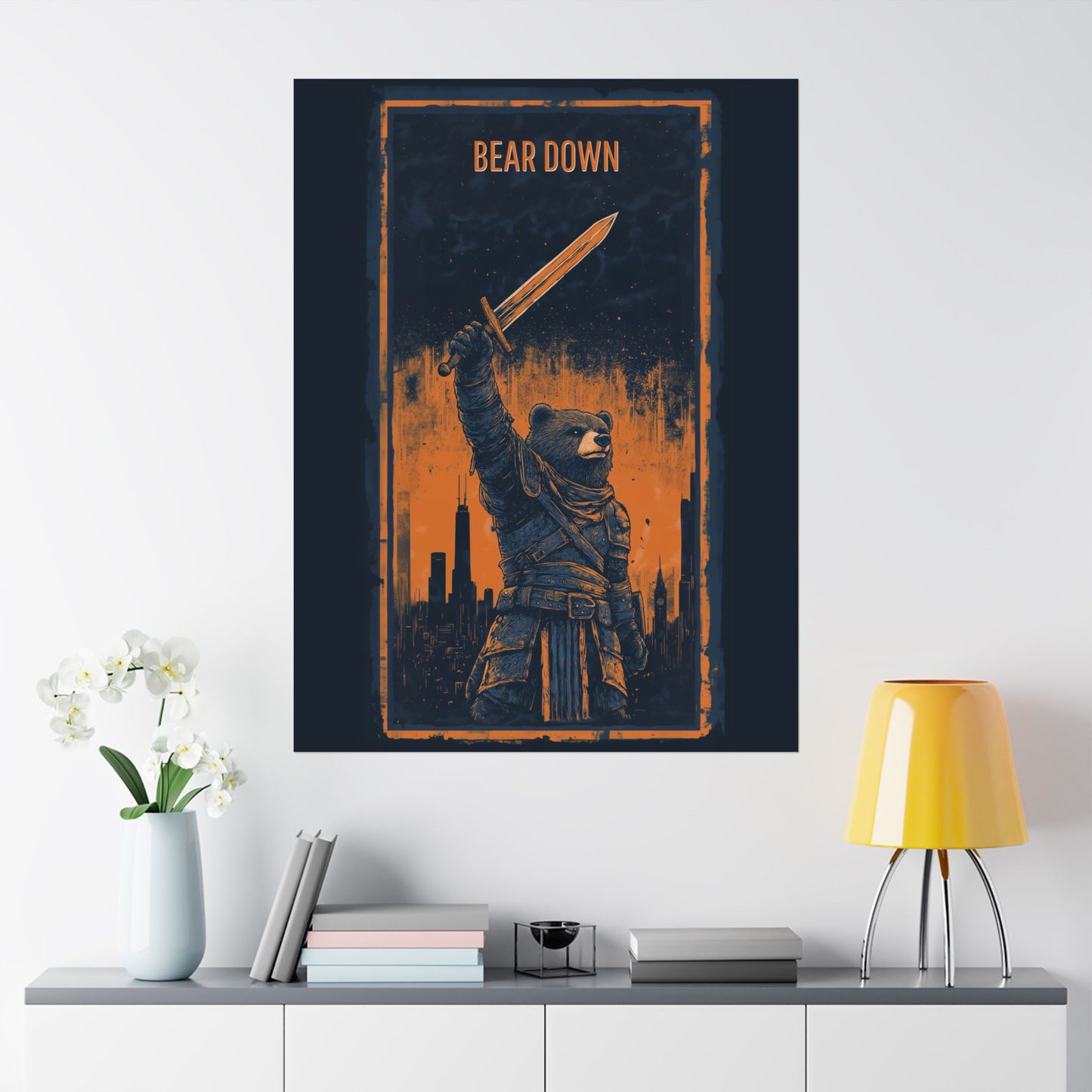Bear Down Warrior Poster - Chicago Bears Themed Poster