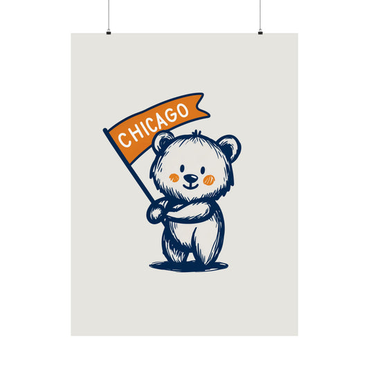 Chicago Flag Bear Poster