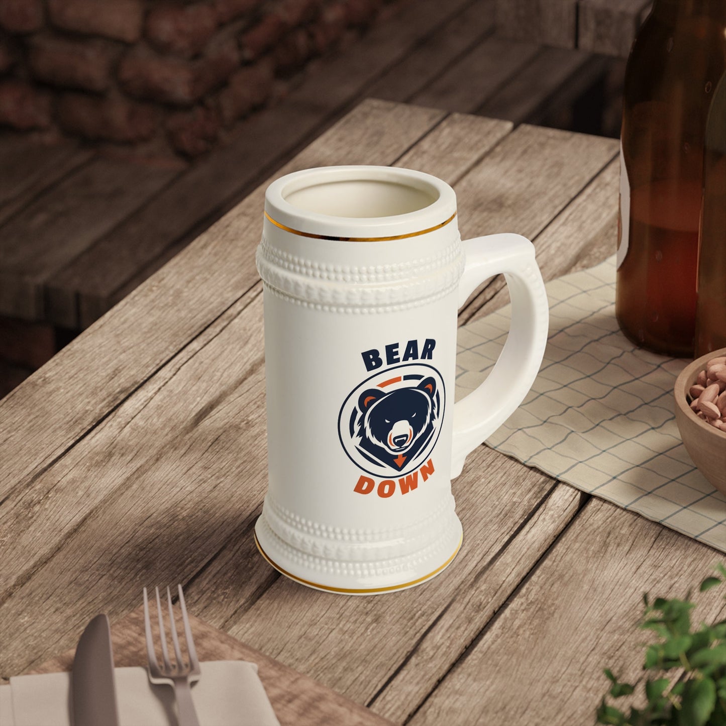 Bear Down Logo Beer Stein Printify