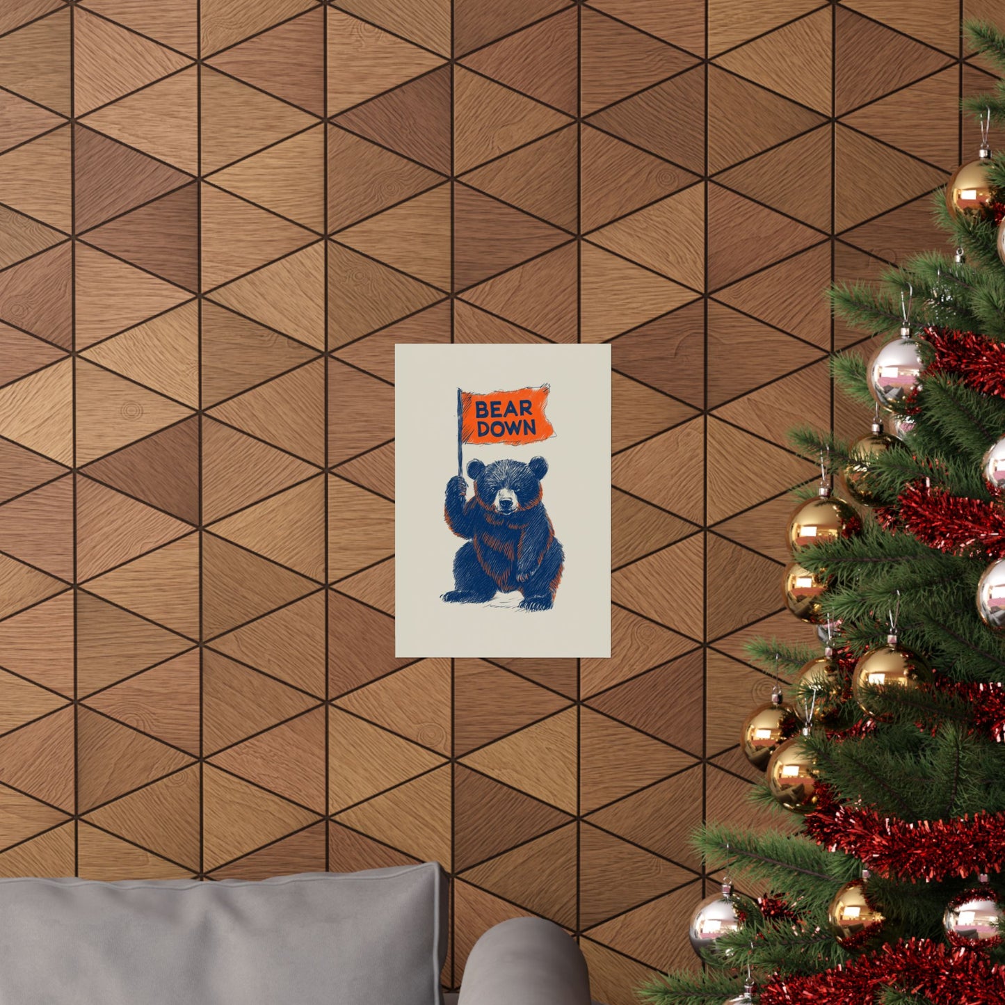 Bear Down Flag Poster - Vintage Cute Chicago Bears Poster