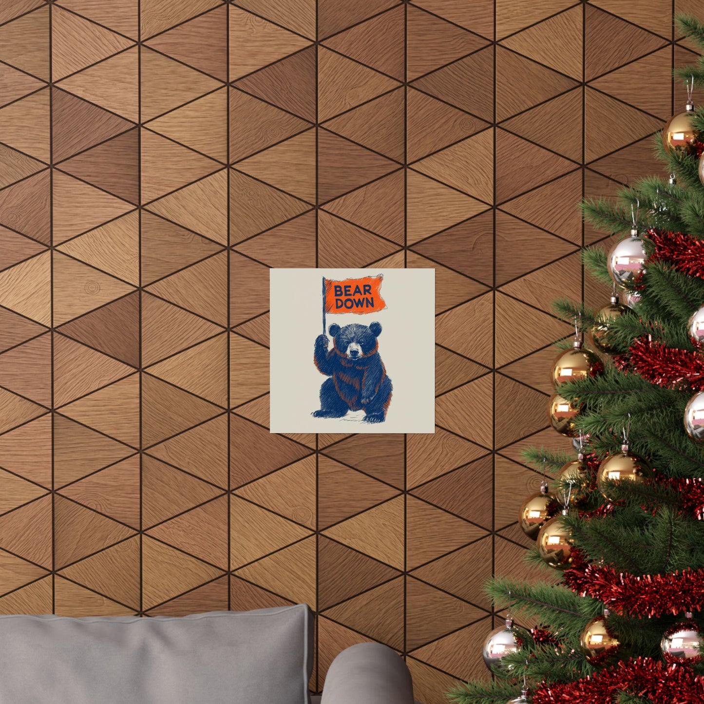 Bear Down Flag Poster - Vintage Cute Chicago Bears Poster
