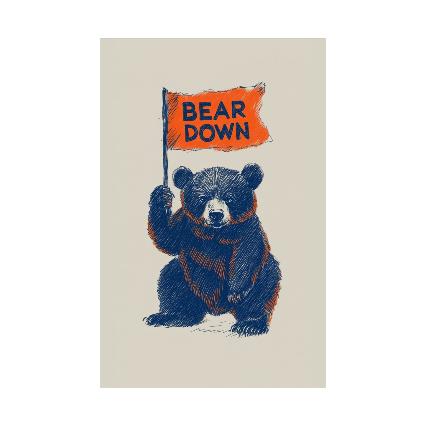 Bear Down Flag Poster - Vintage Cute Chicago Bears Poster