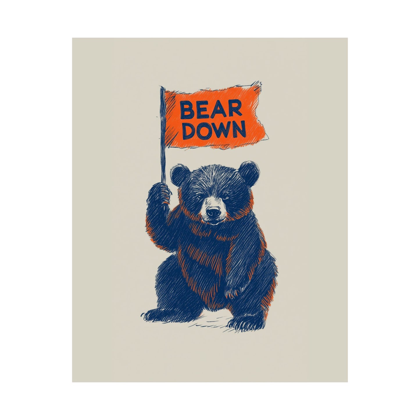 Bear Down Flag Poster - Vintage Cute Chicago Bears Poster