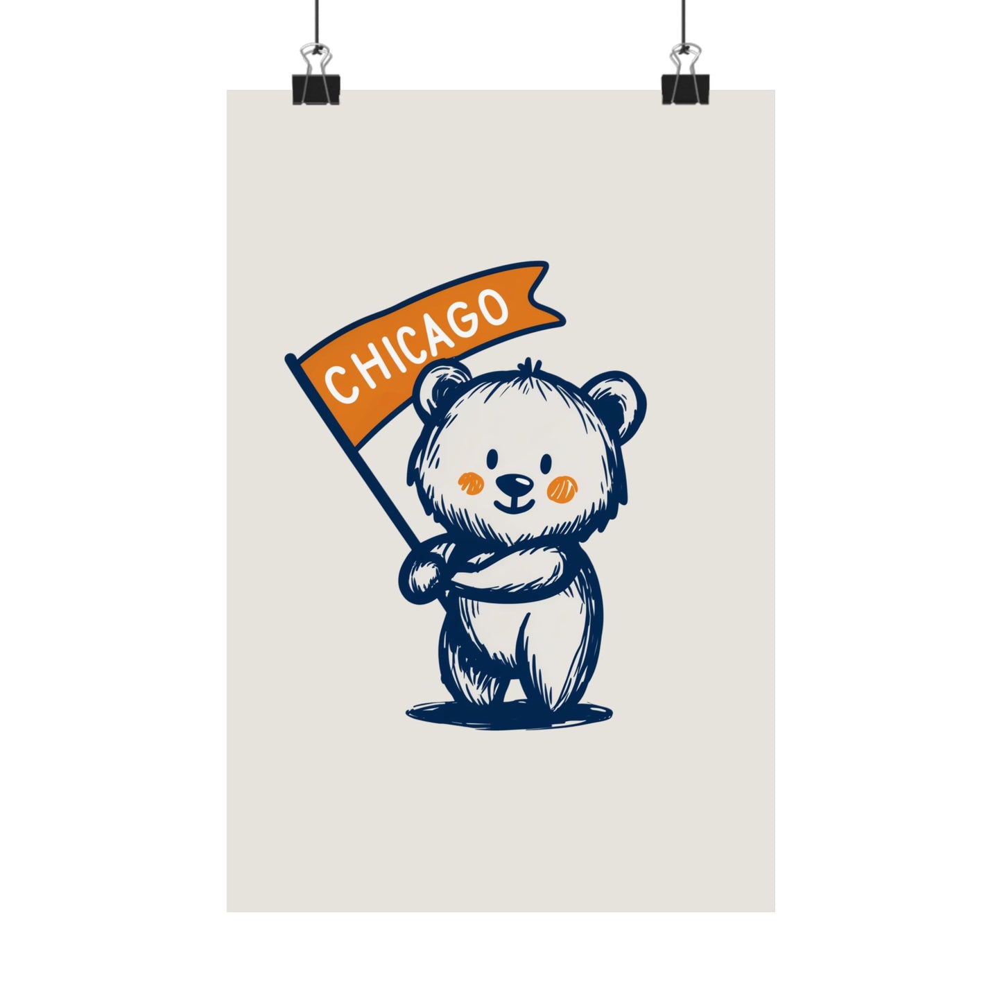 Chicago Flag Bear Poster