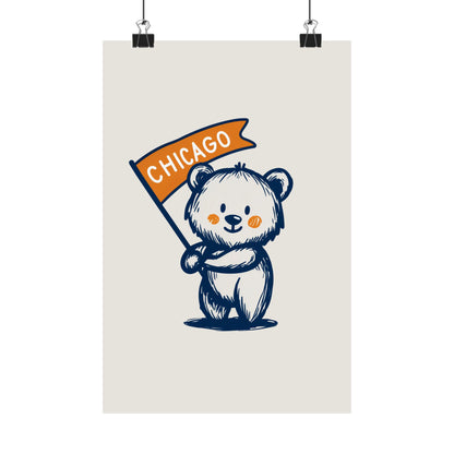 Chicago Flag Bear Poster
