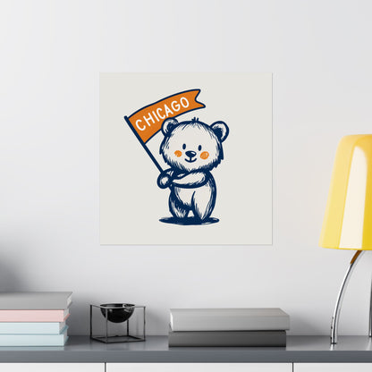 Chicago Flag Bear Poster