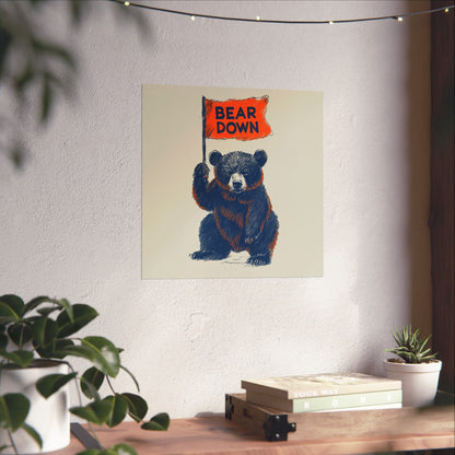Bear Down Vintage Flag Poster
