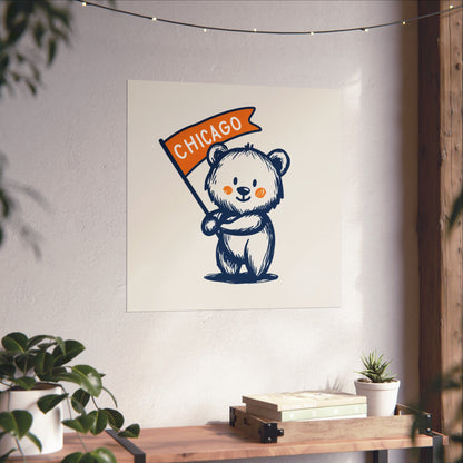 Chicago Flag Bear Poster