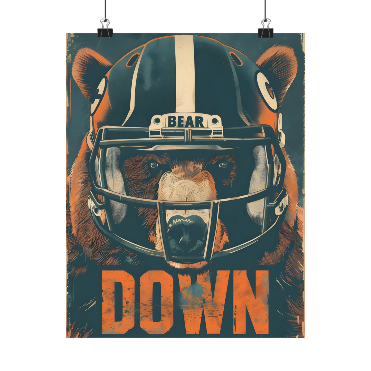 Bear Down Football Helmet Poster