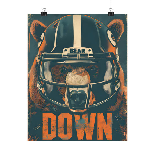 Bear Down Football Helmet Poster
