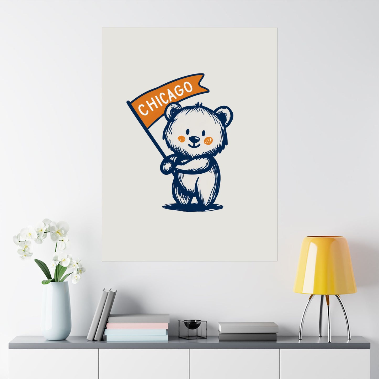 Chicago Flag Bear Poster
