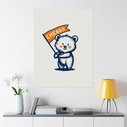 Chicago Flag Bear Poster