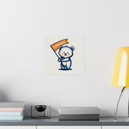 Chicago Flag Bear Poster