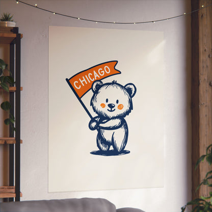 Chicago Flag Bear Poster