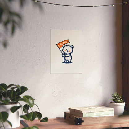 Chicago Flag Bear Poster