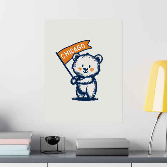 Chicago Flag Bear Poster