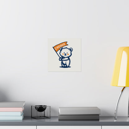Chicago Flag Bear Poster