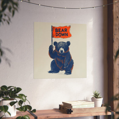 Bear Down Vintage Flag Poster