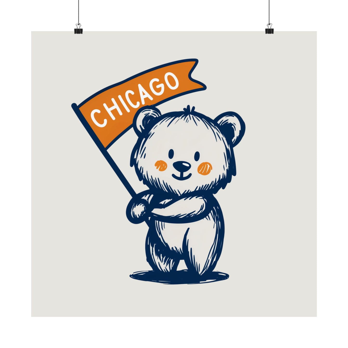 Chicago Flag Bear Poster