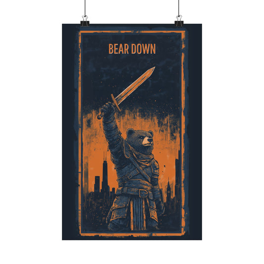Bear Down Warrior Poster - Chicago Bears Themed Poster