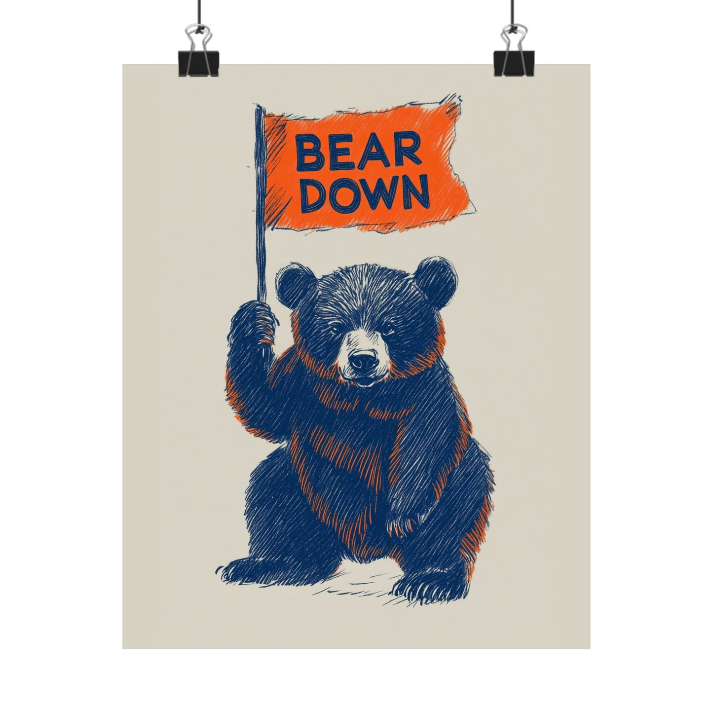 Bear Down Vintage Flag Poster