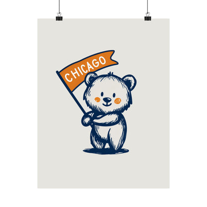 Chicago Flag Bear Poster