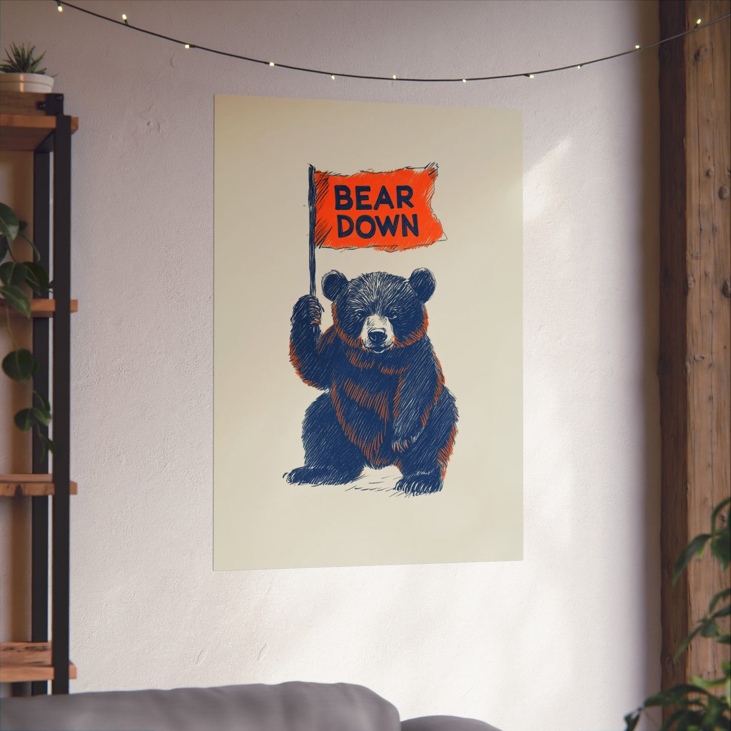 Bear Down Vintage Flag Poster