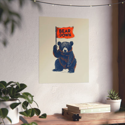 Bear Down Vintage Flag Poster
