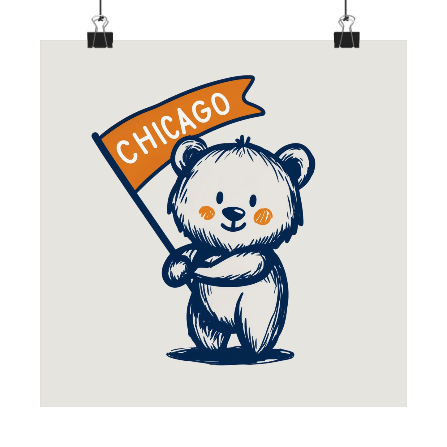 Chicago Flag Bear Poster