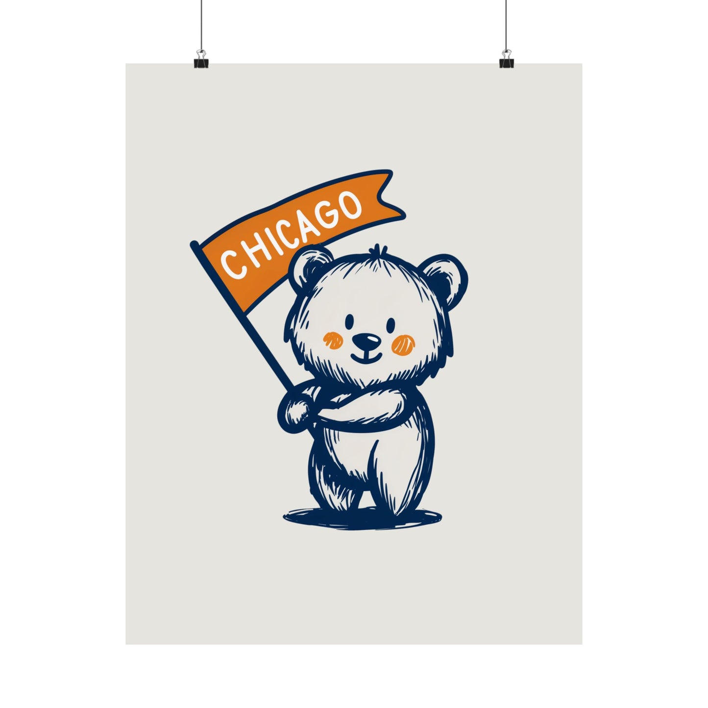 Chicago Flag Bear Poster