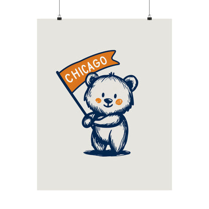 Chicago Flag Bear Poster