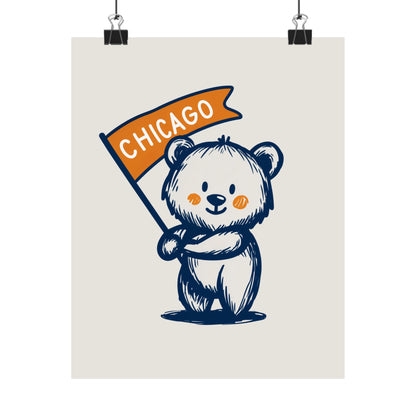 Chicago Flag Bear Poster